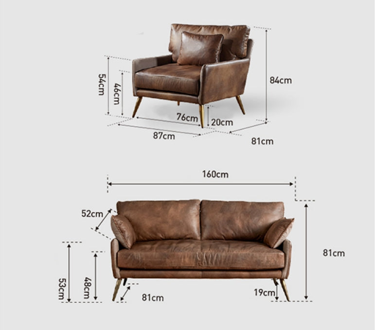 Luna Three Seaters Sofa, Three Seater Corner Sofa, Real Leather