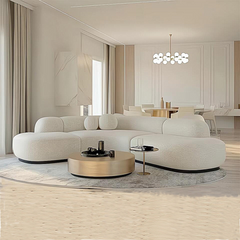 Eulalia Cream Curve Three Seater Sofa, Corner Sofa, Boucle