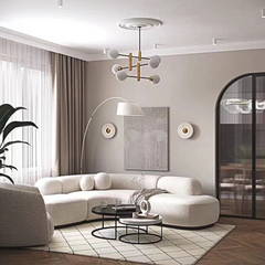 Eulalia Cream Curve Three Seater Sofa, Corner Sofa, Boucle