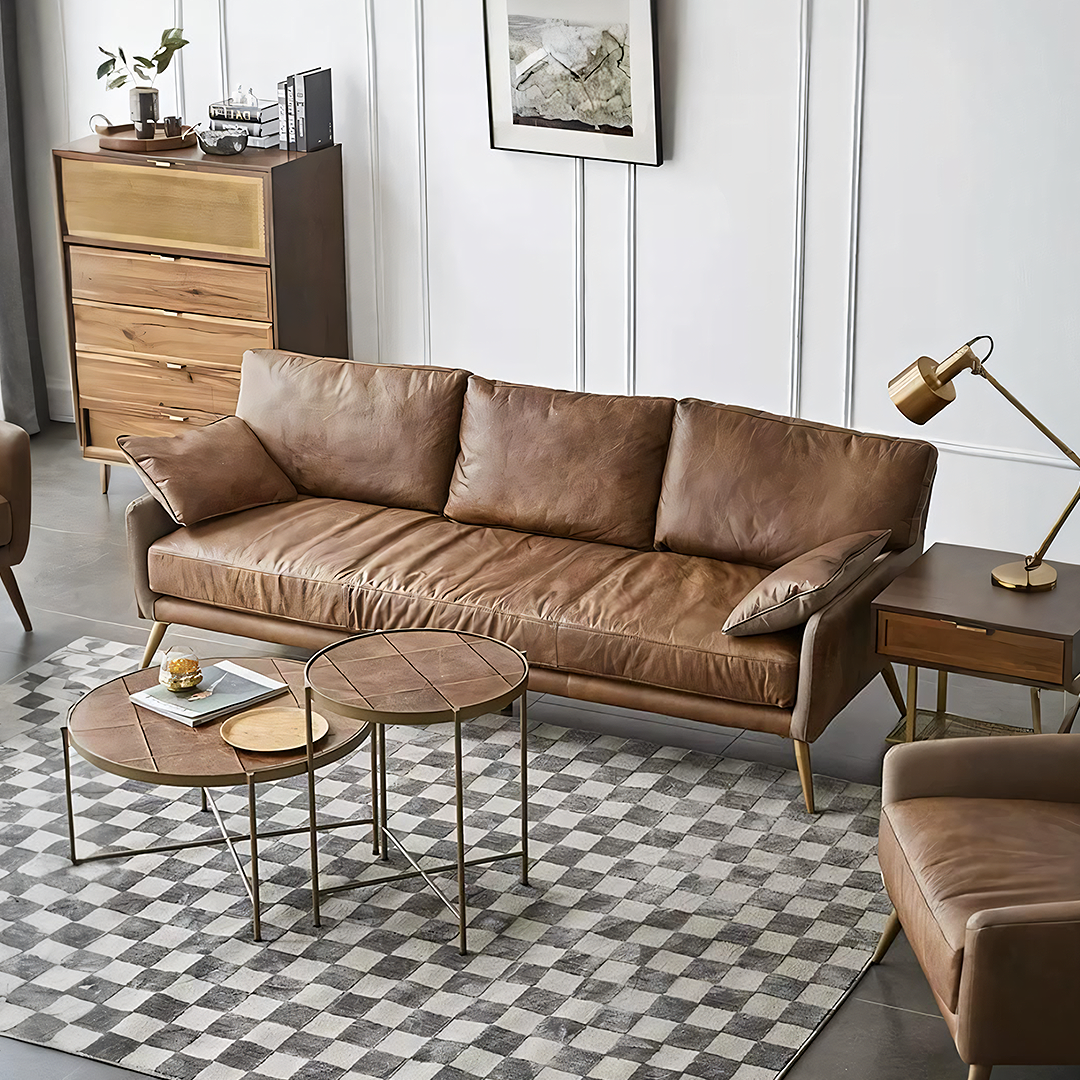 Luna Three Seaters Sofa, Three Seater Corner Sofa, Real Leather