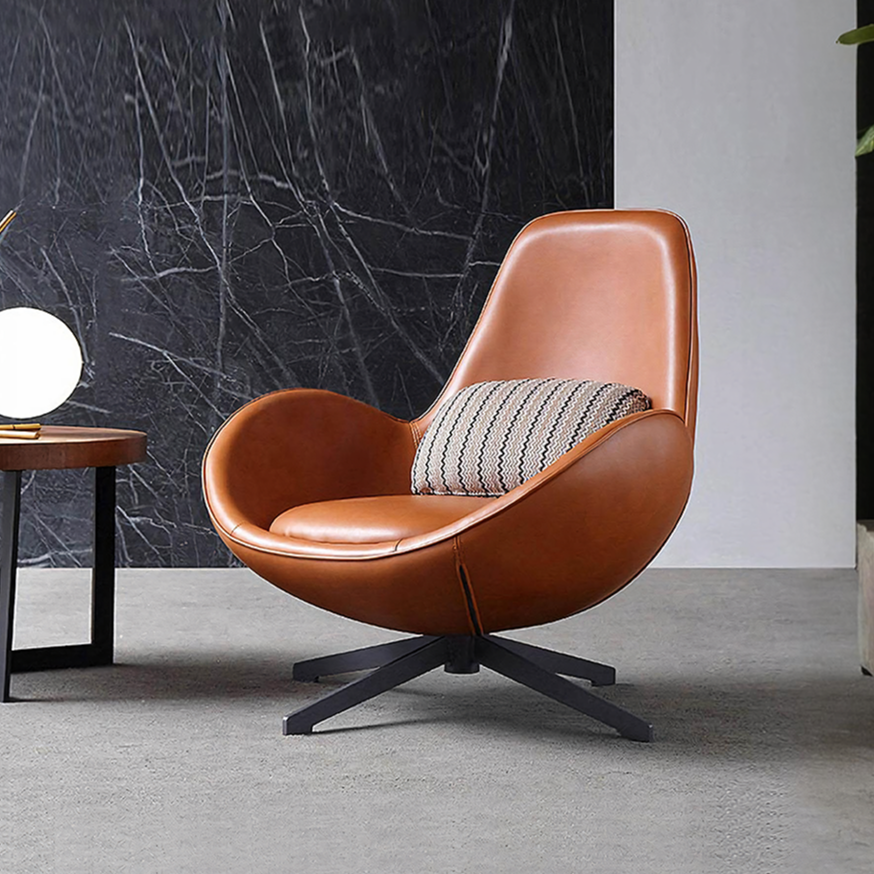 Brown Leather Snail Armchair
