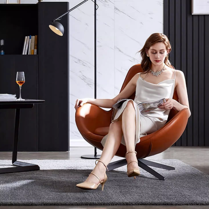 Brown Leather Snail Armchair