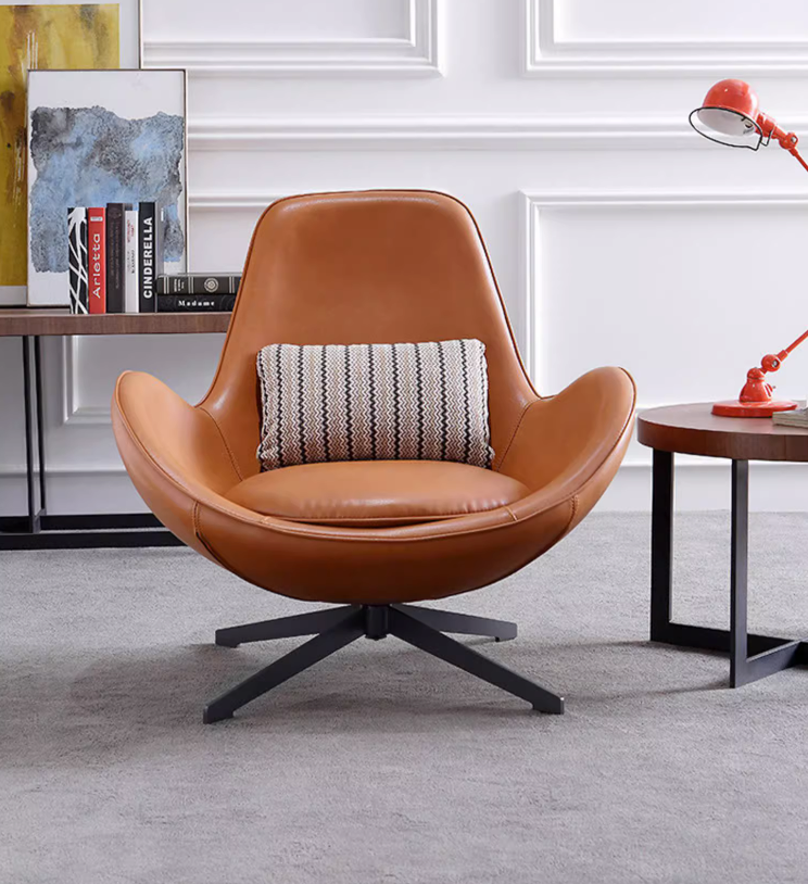 Brown Leather Snail Armchair