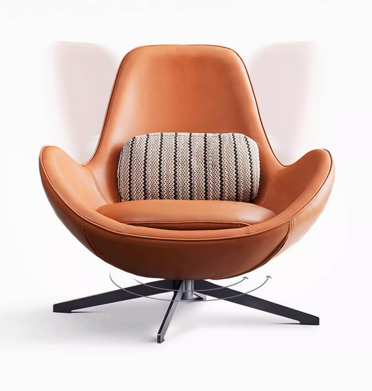 Brown Leather Snail Armchair